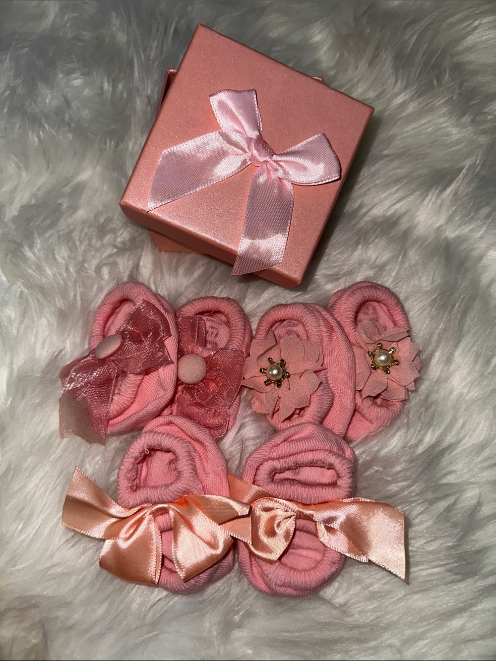 Baby Pink Bow & Flower Sock Set for Infants